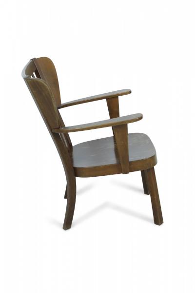 Pair of Danish Mission Style Oak Slat Back Wing Armchairs