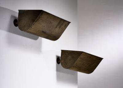 Pair of Danish Modern brass wall lamps