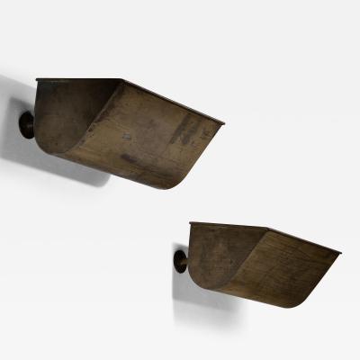 Pair of Danish Modern brass wall lamps