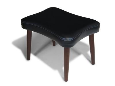 Pair of Danish Ottomans in Original Black Vinyl