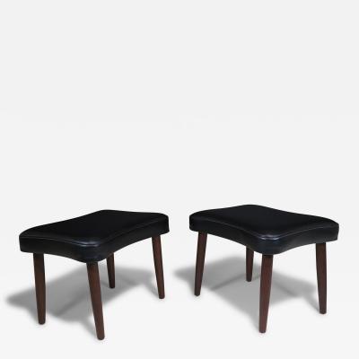 Pair of Danish Ottomans in Original Black Vinyl