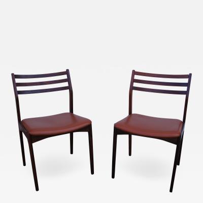 Pair of Danish Rosewood and Leather Side Chairs