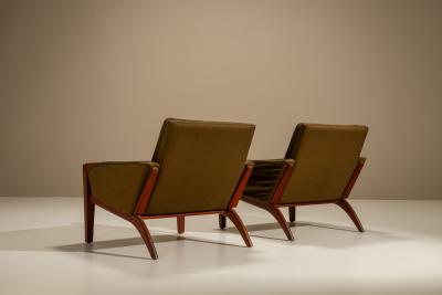 Pair of Danish Vintage Lounge Chairs in Olive Green 1960s