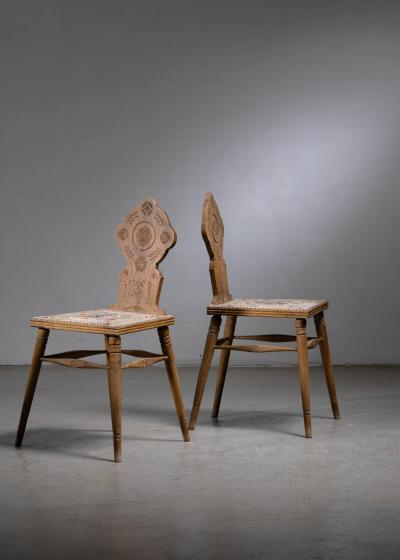 Pair of Danish folk art chairs