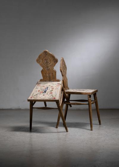 Pair of Danish folk art chairs