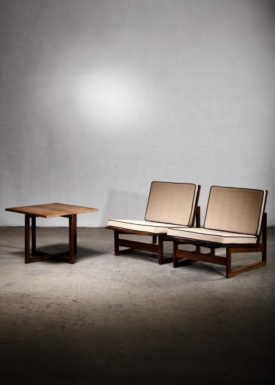 Pair of Danish slipper chairs with table