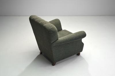 Pair of Dark Green Upholstered Armchairs Scandinavia 1950s