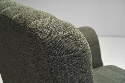 Pair of Dark Green Upholstered Armchairs Scandinavia 1950s