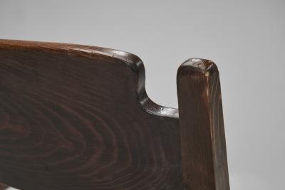 Pair of Dark Stained Pine Armchairs Europe First half of the 20th century