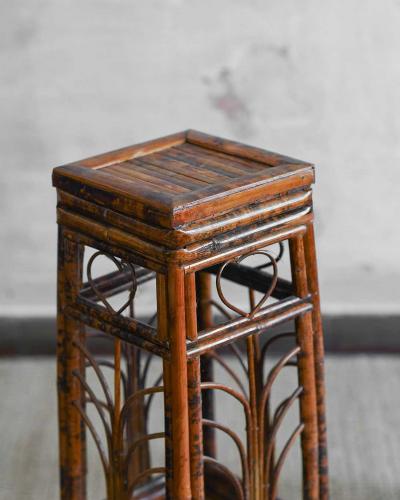 Pair of Dark Wicker Plant Stands