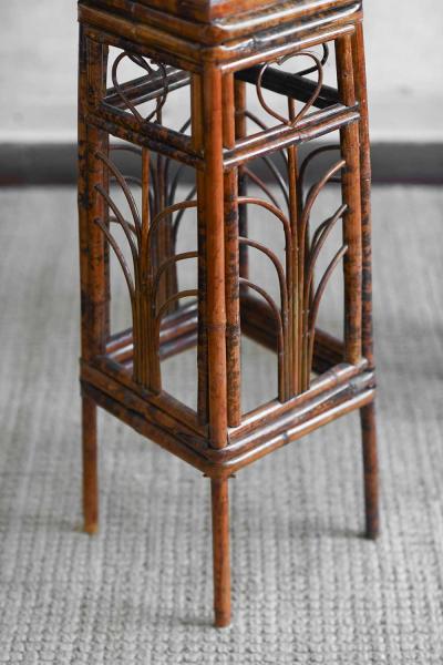Pair of Dark Wicker Plant Stands