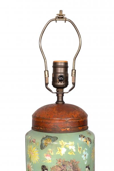 Pair of Decalcomania Glass Table Lamps