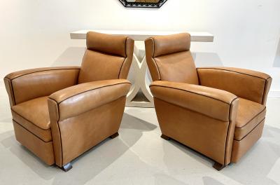Pair of Deco Club Chairs in Leather