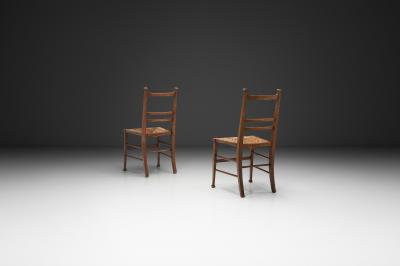 Pair of Decorative Chairs with Rush Seats Europe First half of the 20th Century