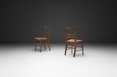 Pair of Decorative Chairs with Rush Seats Europe First half of the 20th Century