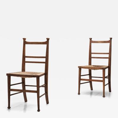 Pair of Decorative Chairs with Rush Seats Europe First half of the 20th Century