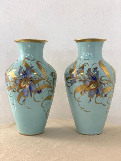 Pair of Decorative Hand Painted Ceramic Vases