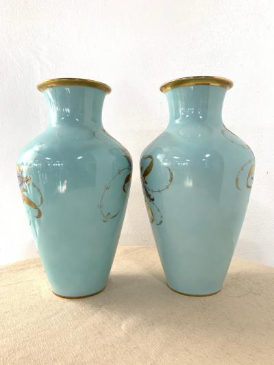 Pair of Decorative Hand Painted Ceramic Vases