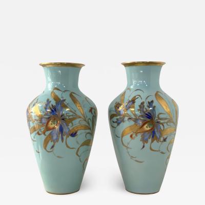 Pair of Decorative Hand Painted Ceramic Vases