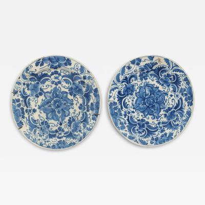 Pair of Deep Blue 18th c Delft Plates