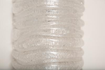 Pair of Demi Cylinder Murano Graniglia White Clear Glass Wall Sconces