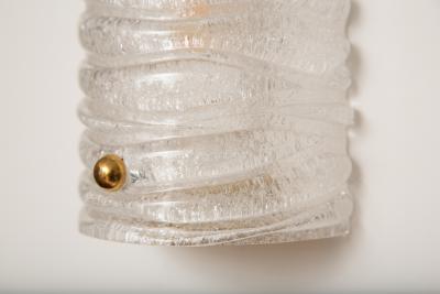 Pair of Demi Cylinder Murano Graniglia White Clear Glass Wall Sconces