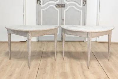 Pair of Demi Lune Console Tables Circa 1840