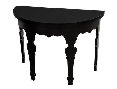 Pair of Demi lune Half Moon Console Tables in Piano Black Lacquer