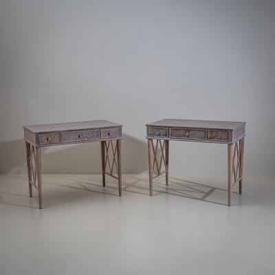 Pair of Desks in Limed Oak Mid 20th Century