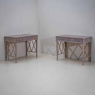 Pair of Desks in Limed Oak Mid 20th Century