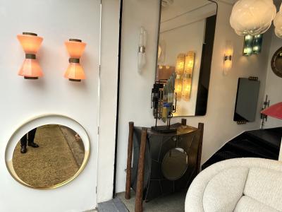 Pair of Diabolo Sconces Pink Murano Glass Italy