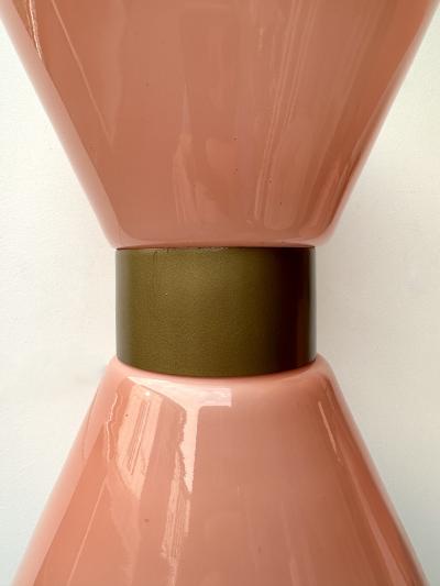 Pair of Diabolo Sconces Pink Murano Glass Italy