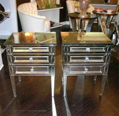 Pair of Diamond Front Mirrored Commodes