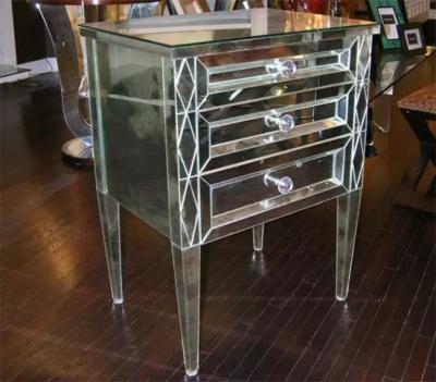 Pair of Diamond Front Mirrored Commodes