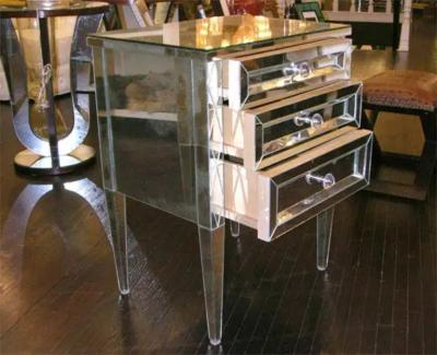 Pair of Diamond Front Mirrored Commodes