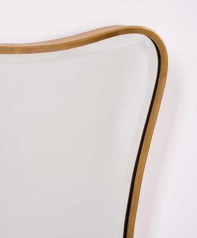 Pair of Diminutive and Charming Shaped Ribbed Brass Mirrors Italy 1950s