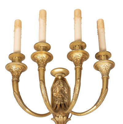 Pair of Directoire Style Gilt Bronze Wall Lights