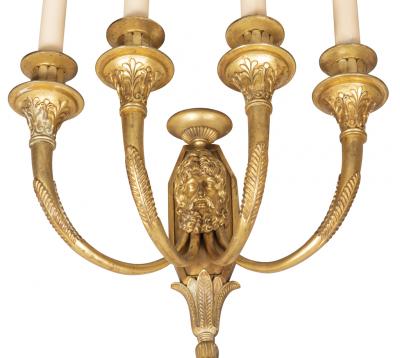 Pair of Directoire Style Gilt Bronze Wall Lights