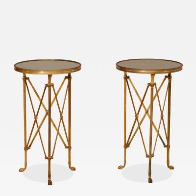 Pair of Directoire Style Gilt Bronze and Marble Gu ridons