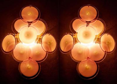 Pair of Disc Murano Glass Sconces or Wall Light 1970s