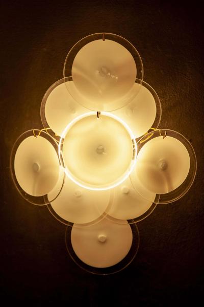Pair of Disc Murano Glass Sconces or Wall Light 1970s