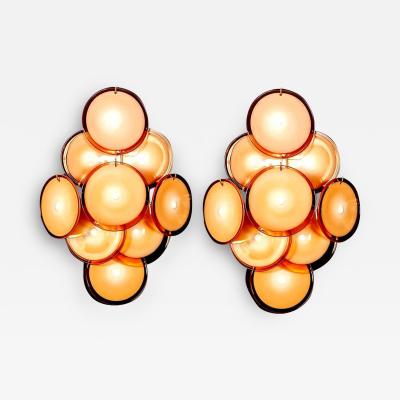 Pair of Disc Murano Glass Sconces or Wall Light 1970s