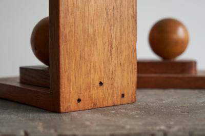 Pair of Distinct Art Deco Bookends in Wood 1930s