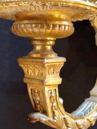 Pair of Dore Bronze Sconces Having Horned Bacchus Masks in Louis XVI Style