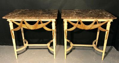 Pair of Dorothy Draper Console Sofa or End Tables Parcel Gilt