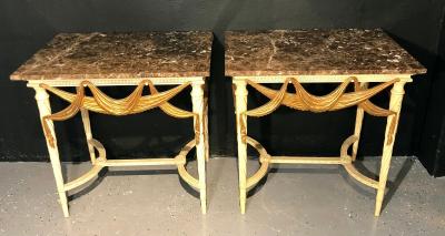 Pair of Dorothy Draper Console Sofa or End Tables Parcel Gilt