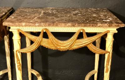Pair of Dorothy Draper Console Sofa or End Tables Parcel Gilt