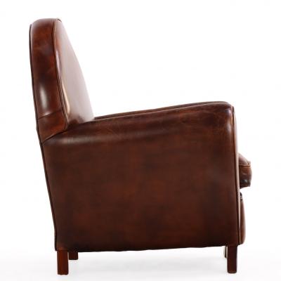 Pair of Dutch Art Deco Leather Club Chairs 20th Century