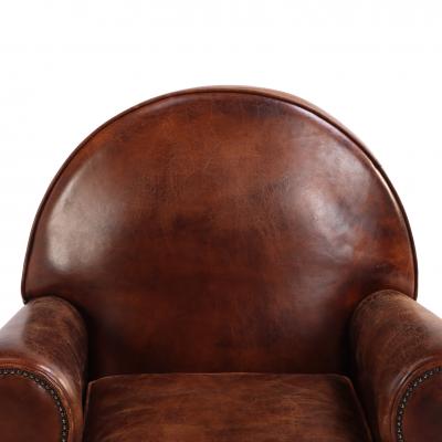 Pair of Dutch Art Deco Leather Club Chairs 20th Century