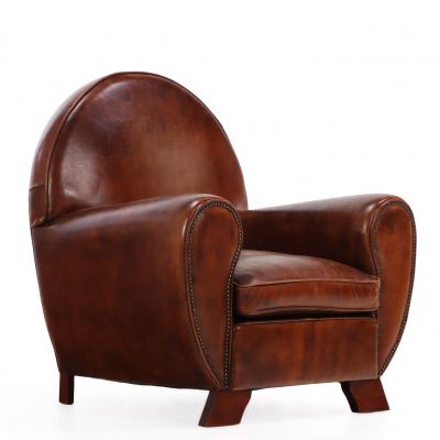 Pair of Dutch Art Deco Leather Club Chairs 20th Century